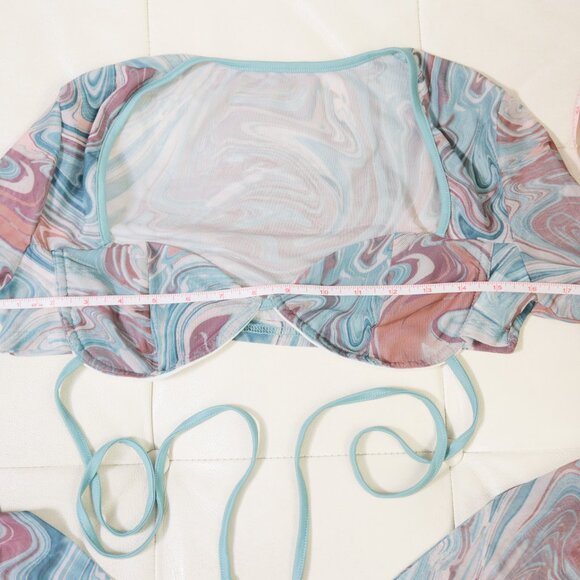 Sheer Blue Swirl Crop Top 🪺 SHEIN - Picture 7 of 7